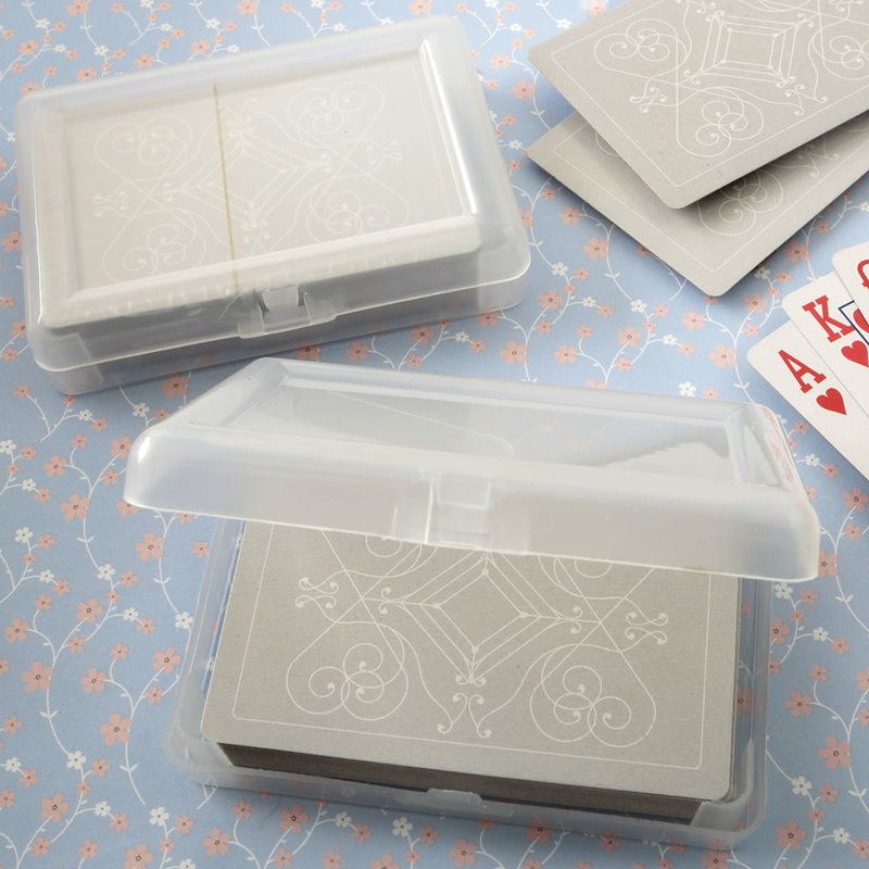 Set of 24 Playing Cards Party Favors Grey and White in Plastic Case