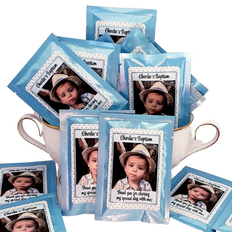 Add Your Photograph Personalized Tea Bag Religious Milestone Party Favors-1