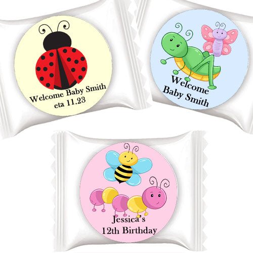 50 Personalized Cute Bug Ladybug Caterpillar Individual Mint Favors - Favors Today