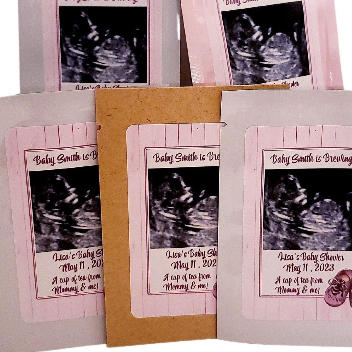 Add Your Sonogram Photograph Girl Baby Shower Tea Party Favors-5