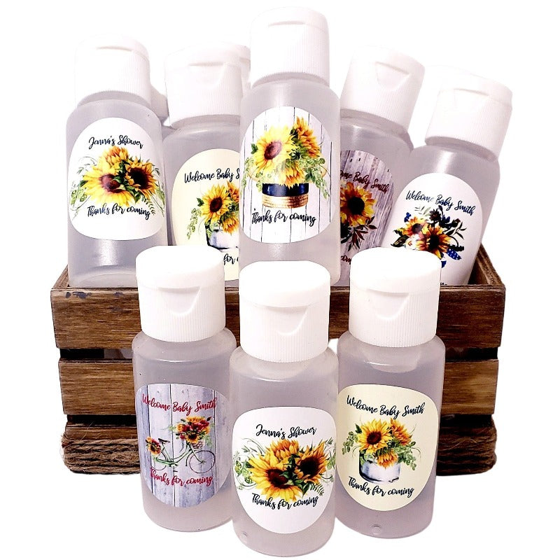 Personalized Sunflower Hand Sanitizer Party Favors - Favors Today