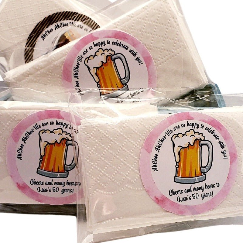 Personalized Cheers and Beers Birthday Party Tissue Favors - Favors Today