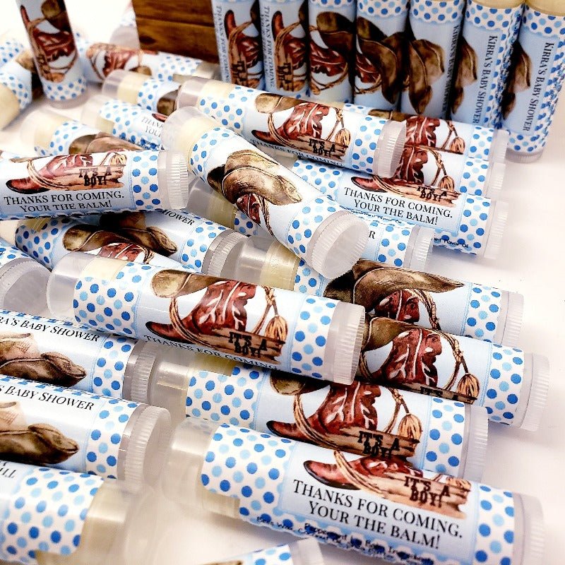 Personalized Cowboy Baby Shower Lip Balm Chap Stick Party Favors - Favors Today