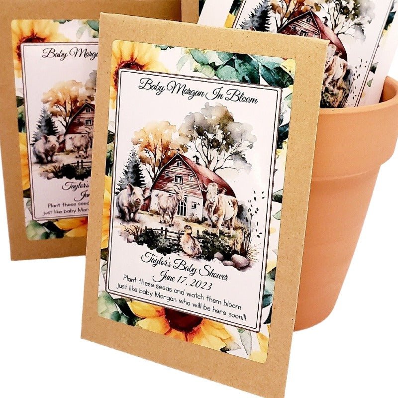 Personalized Farm Animal Tractor Seed Packet Party Favors Many Options - Favors Today