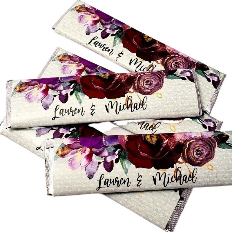 Wedding Favors Personalized Maroon Floral Gum Sticks-3