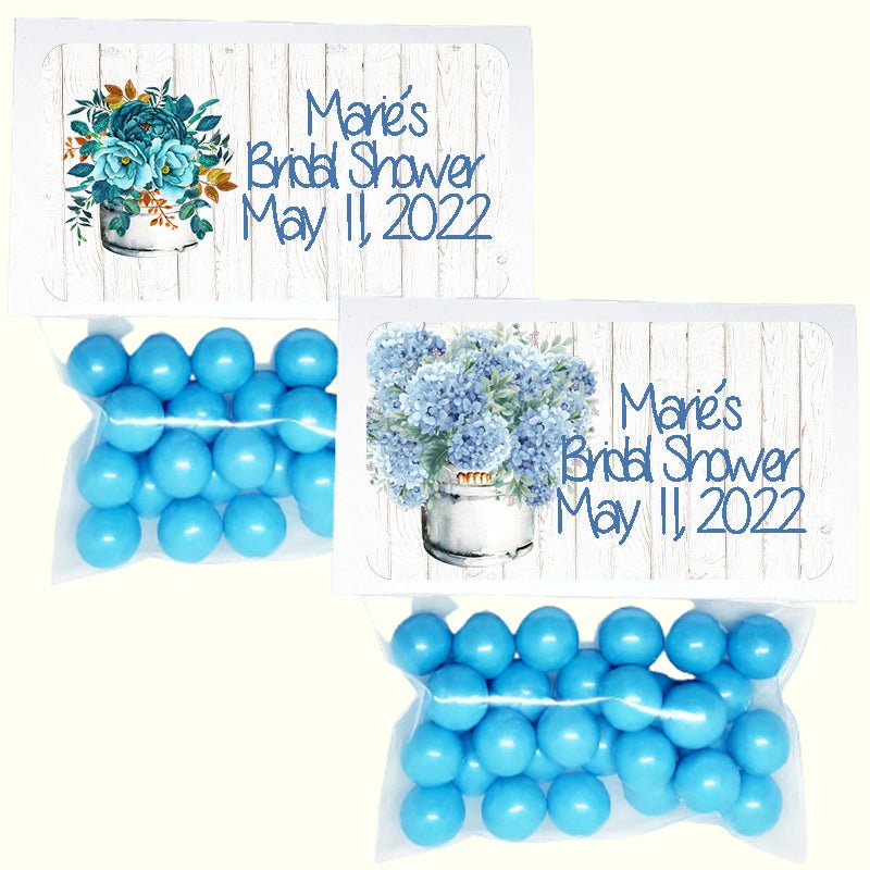 Personalized Navy Slate Baby Blue Floral Custom Treat Favor Bag Toppers - Favors Today