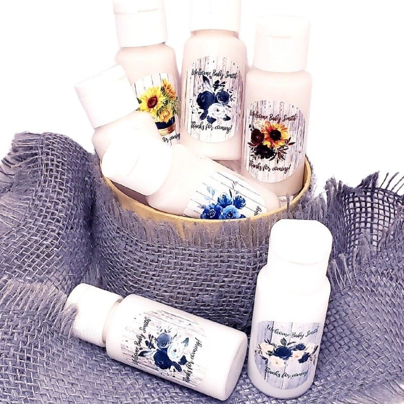 Personalized Rustic Floral Hand Lotion Party Favors - Favors Today