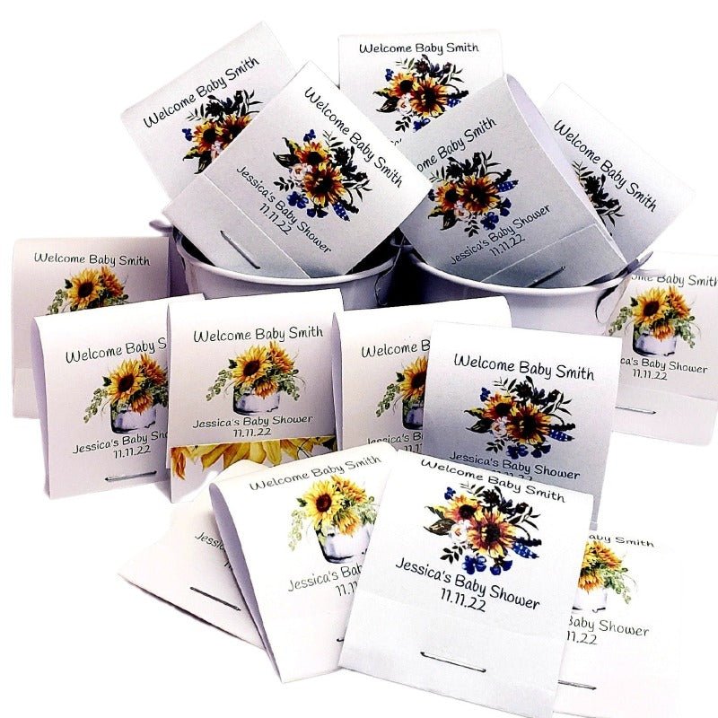 Personalized Sunflower Matchbook Mint Party Favors - Favors Today