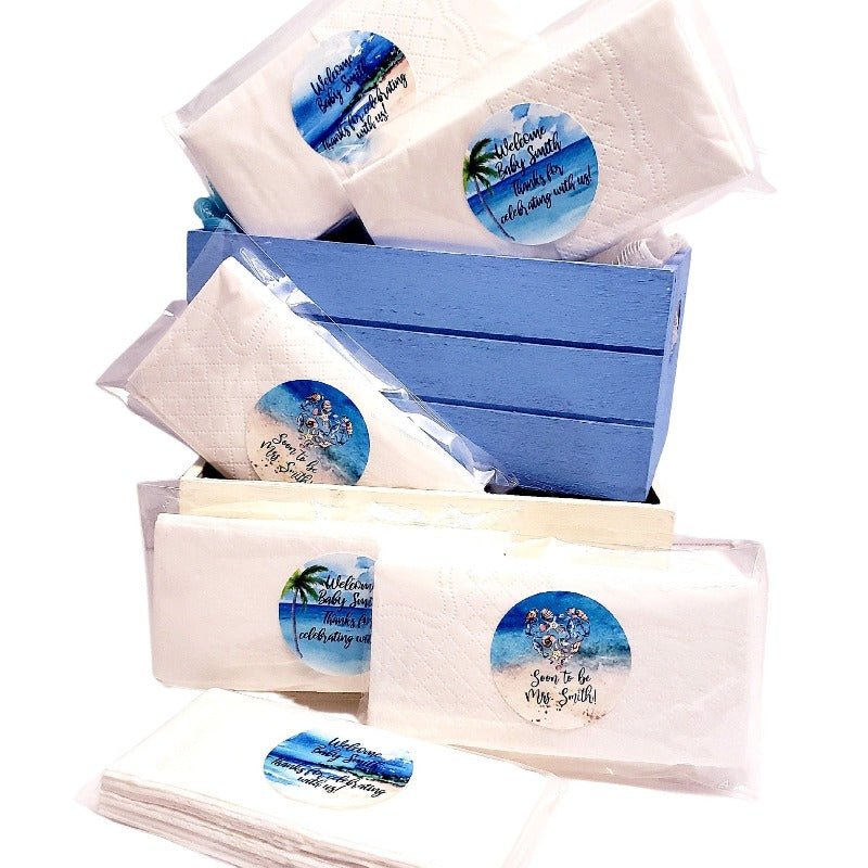 Personalized Tropical Beach or Luau Tissue Packet Party Favors - Favors Today