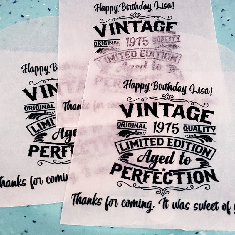 Personalized Vintage Birthday Party Glassine Favor Bags - Favors Today