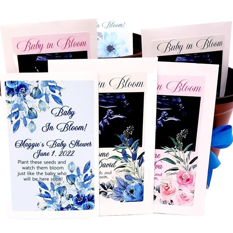 Add Your Sonogram Photo Girl Baby Shower Seed Packet Party Favors