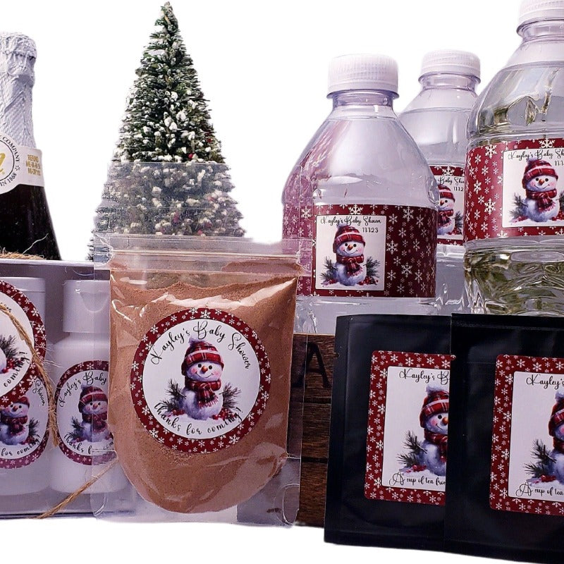 Personalized Winter Snowman Theme Party Favors