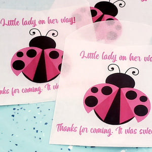Personalized Cute Bug Ladybug Caterpillar Glassine Party Favor Bags