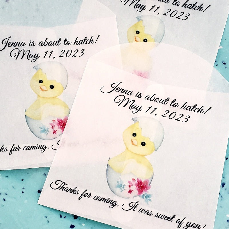 Personalized Rubber Duckie Duck Theme Glassine Party Favor Bags