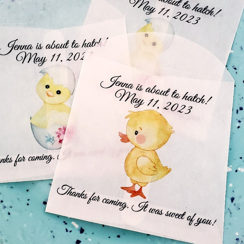 Personalized Rubber Duckie Duck Theme Glassine Party Favor Bags