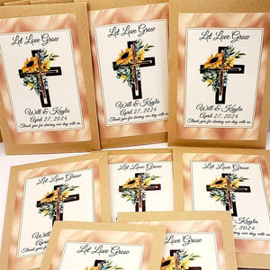 Let Love Grow Elegant Cross Sunflower Seed Packet Favors