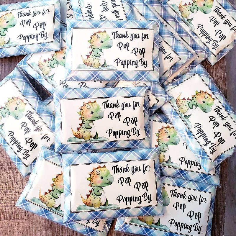 Baby Shower Birthday Favors Personalized Dinosaur Microwave Popcorn