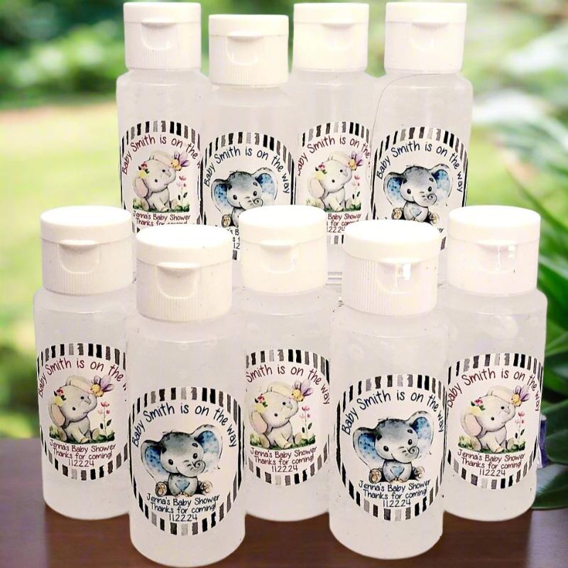 Personalized Boy and Girl Elephant Theme Hand Sanitizer Party Favors
