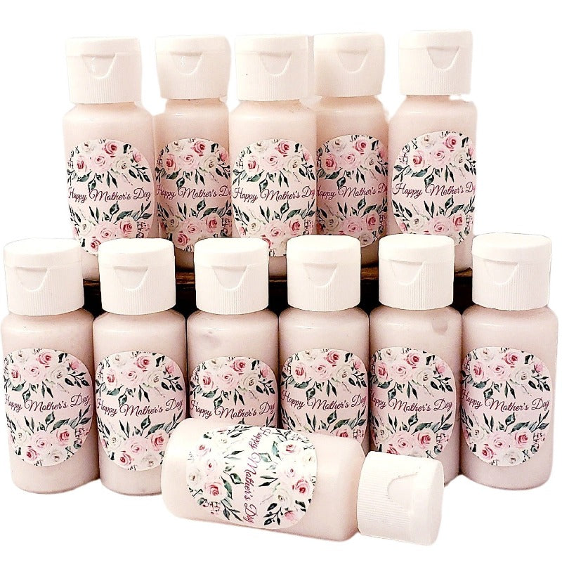 Personalized Blush Pink Coral Peach Floral Hand Lotion Party Favors