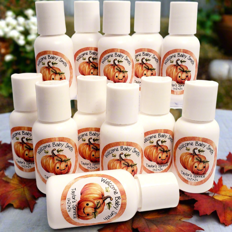 Personalized Rustic Fall Pumpkin Hand Lotion Party Favors