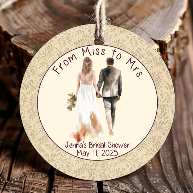 Personalized Bridal Shower Round Thank You Favor Tags