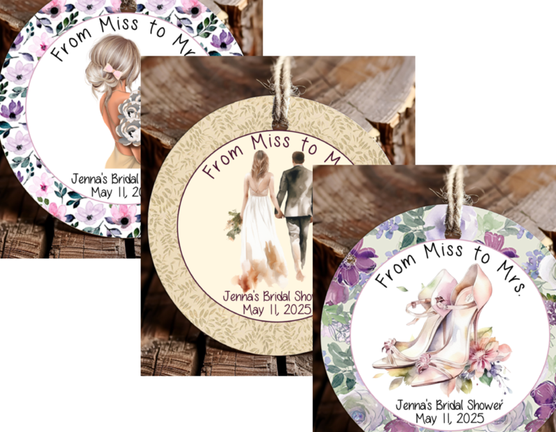 Personalized Bridal Shower Round Thank You Favor Tags