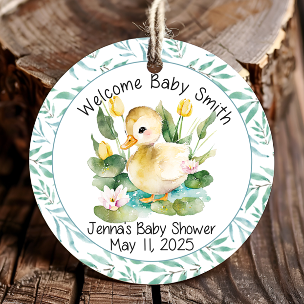 Personalized Duck Rubber Duckie Round Thank You Favor Tags