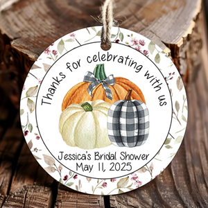 Personalized Rustic Fall Pumpkin Round Thank You Favor Tags