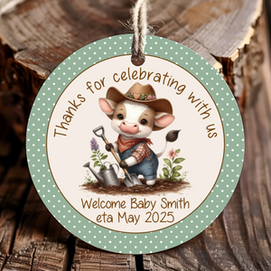 Personalized Farm Animal Tractor Round Thank You Favor Tags