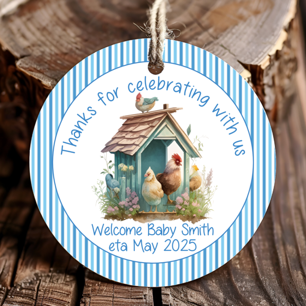 Personalized Farm Animal Tractor Round Thank You Favor Tags