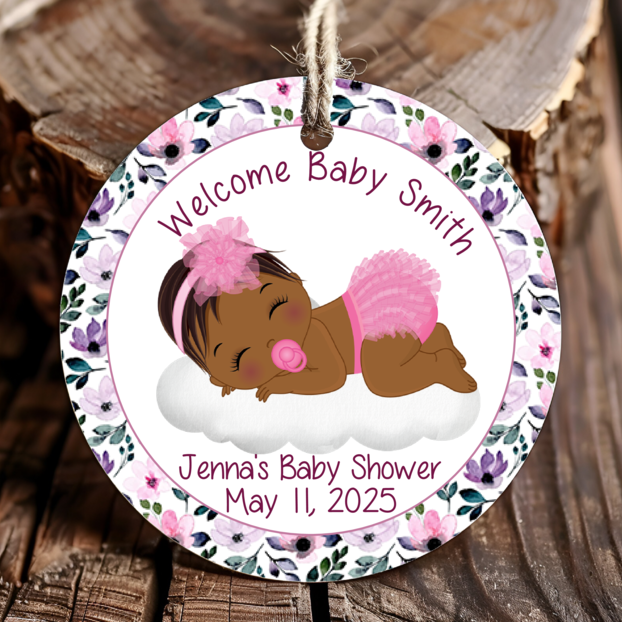 Personalized Its A Girl Baby Shower Round Thank You Favor Tags