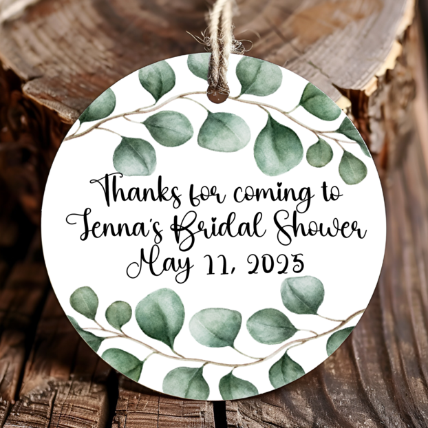 Personalized Eucalyptus Greenery Round Thank You Favor Tags