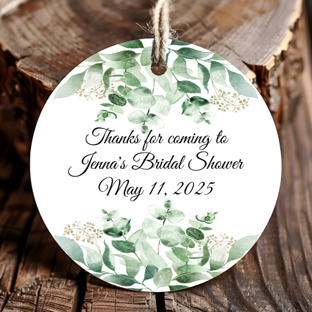 Personalized Eucalyptus Greenery Round Thank You Favor Tags