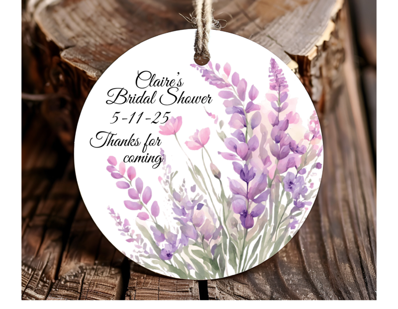 Personalized Lavender Design Round Thank You Favor Tags
