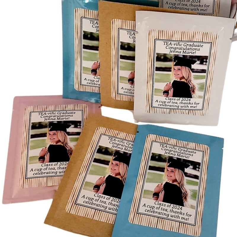 Add Your Photograph Personalized Tea Bag Graduation Party Favors