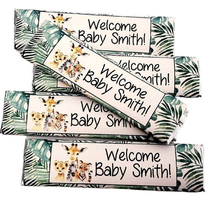 Baby Shower Favors Jungle Animal Safari personalized gum sticks