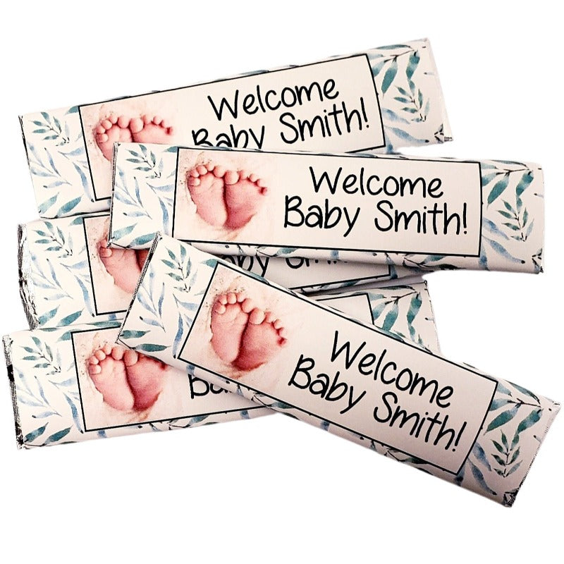 Baby Shower and arrival announcements personalized gum sticks