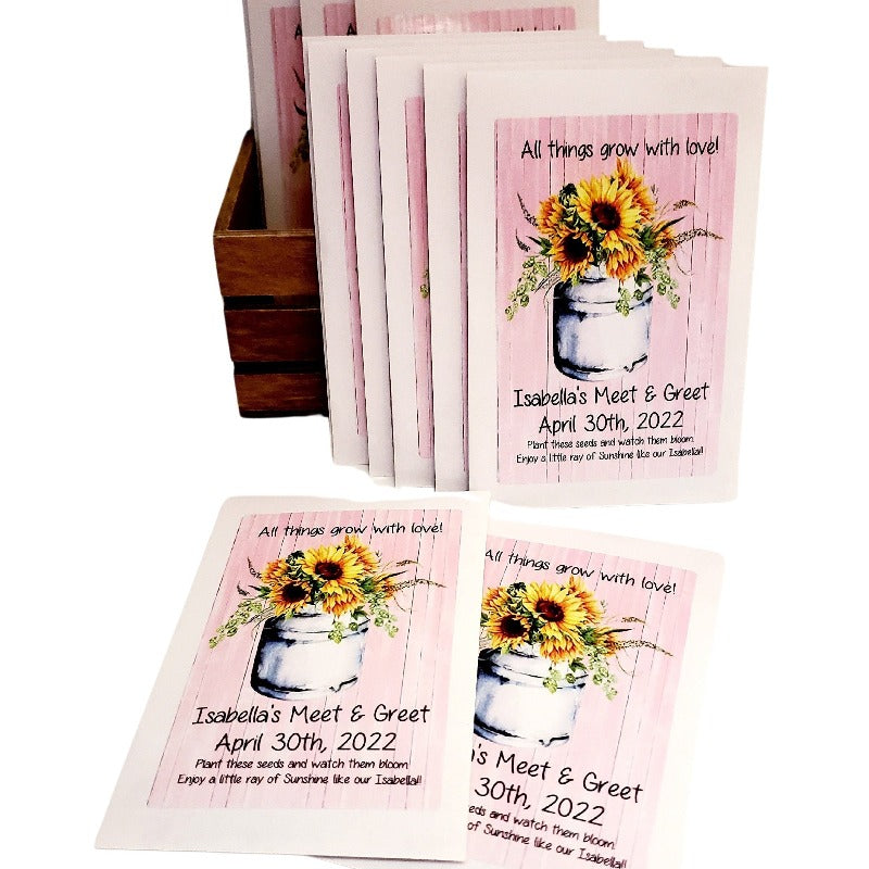 Personalized Sunflower Design Garden Seed Packet Party Favors