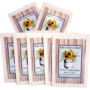 Personalized Sunflower Design Garden Seed Packet Party Favors