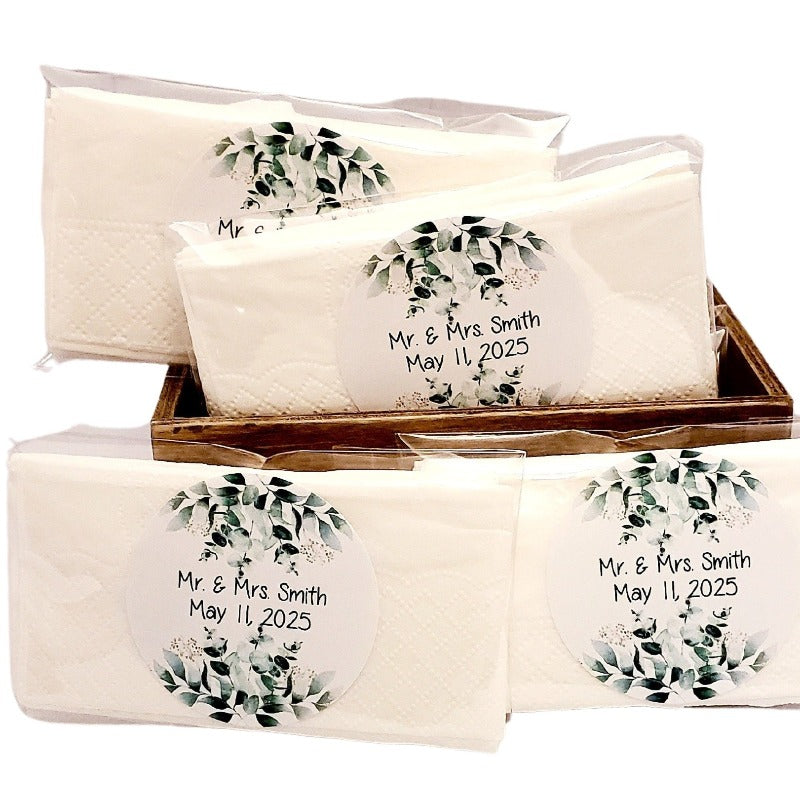 Personalized Eucalyptus Greenery Tissue Party Favors Many Options