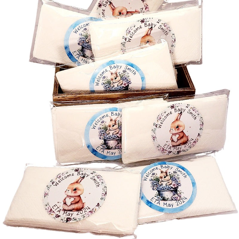 Personalized Bunny Rabbit Tissue Pack Party Favors Many Options