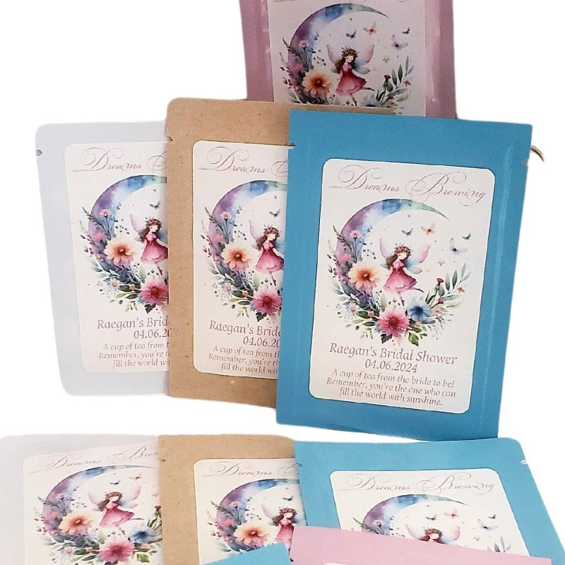 Dancing Fairy With Moon and Flowers Personalized Tea Party Favors