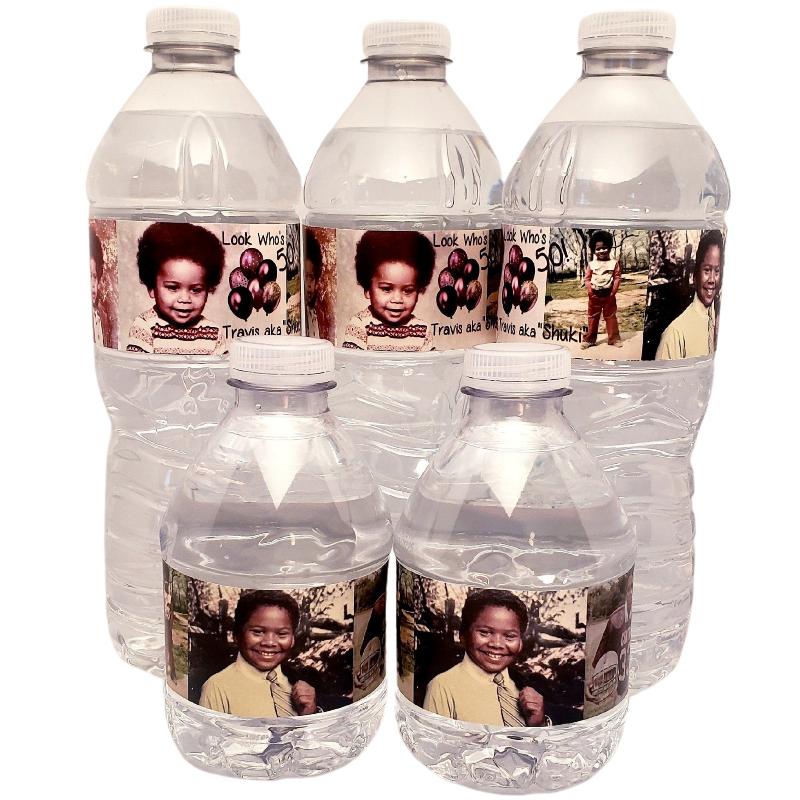 Add 5 Photographs Personalized Waterproof Water Bottle Labels