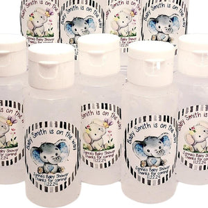 Personalized Boy and Girl Elephant Theme Hand Sanitizer Party Favors