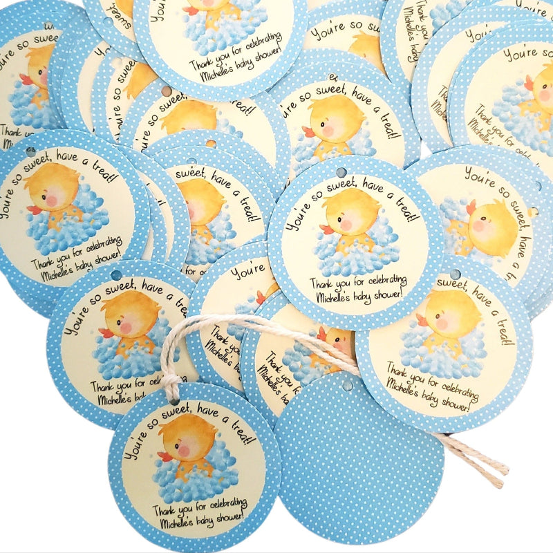 Personalized Duck Rubber Duckie Round Thank You Favor Tags