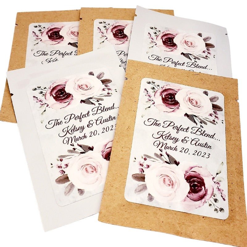 Personalized Pink Floral Tea Bag Custom Party Favors-5