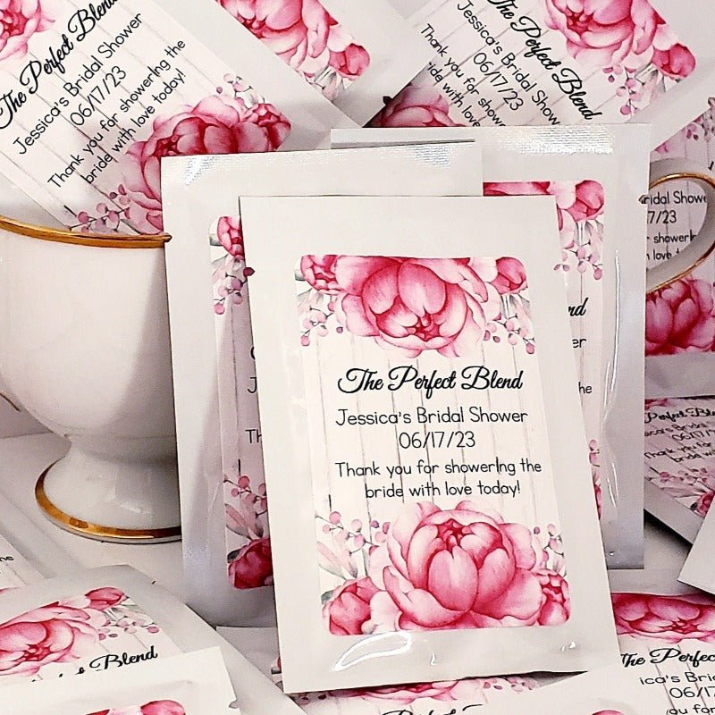 Personalized Pink Floral Tea Bag Custom Party Favors-1