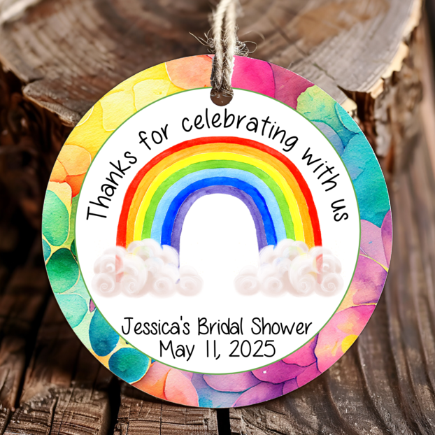 Personalized Rainbow Round Thank You Favor Tags