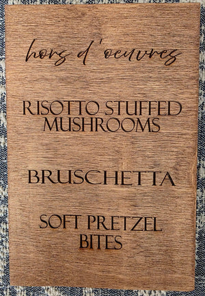 Custom appitizer menu