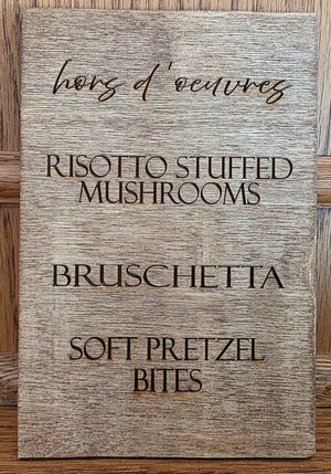 Custom appitizer menu